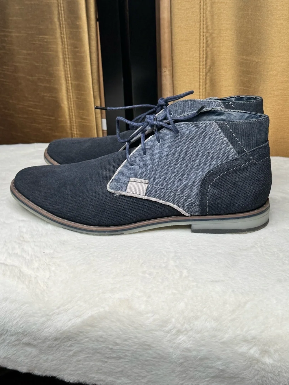 AM Shoe Company Gray Blue Canvas Lace Up Oxford Casual Shoes Men’s EU 40 US 7